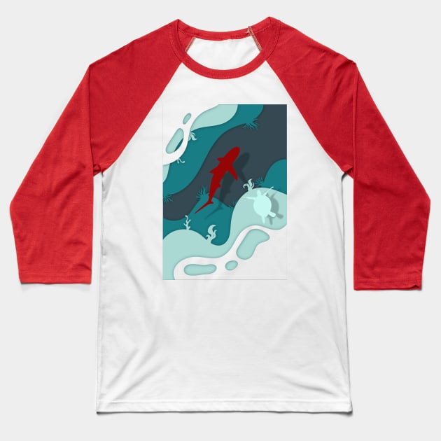 strawberry shark Baseball T-Shirt by Marwah